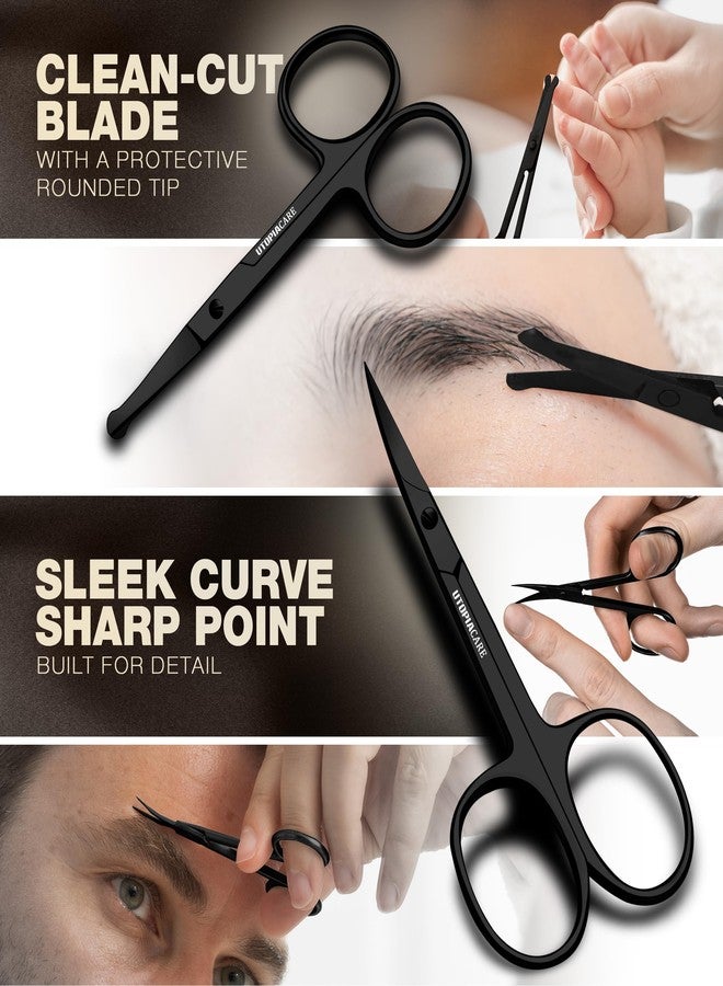 Utopia Care Eyebrow Scissors, Professional Stainless Steel Small Shears for Men and Women, Nose Hair Scissors for Grooming Mustache, Beard, Eyelashes, Ear Hair Trimming, Black - Image 4